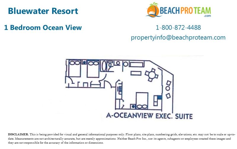 Bluewater Resort Floor Plan A - 1 Bedroom Ocean View